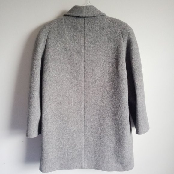 Wool Blend Gray Jacket Coat with Scarf - Picture 4 of 14